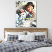 ようこそベビー |写真カスタムの生まれたばかりの統計スペインの キャンバスプリント (インサイチュ (寝室))