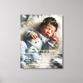 ようこそベビー |写真カスタムの生まれたばかりの統計スペインの キャンバスプリント (正面)