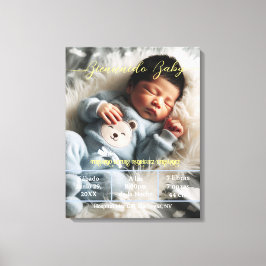 ようこそベビー |写真カスタムの生まれたばかりの統計スペインの キャンバスプリント