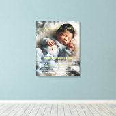 ようこそベビー |写真カスタムの生まれたばかりの統計スペインの キャンバスプリント (インサイチュ (ウッドフロア))