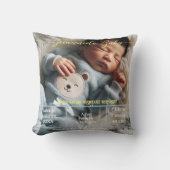 ようこそベビー |写真カスタムの生まれたばかりの統計スペインの クッション (正面)