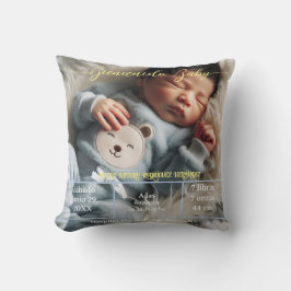 ようこそベビー |写真カスタムの生まれたばかりの統計スペインの クッション