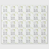 ようこそベビー |緑のコウノトリと足跡 ラッピングペーパー (フラット)