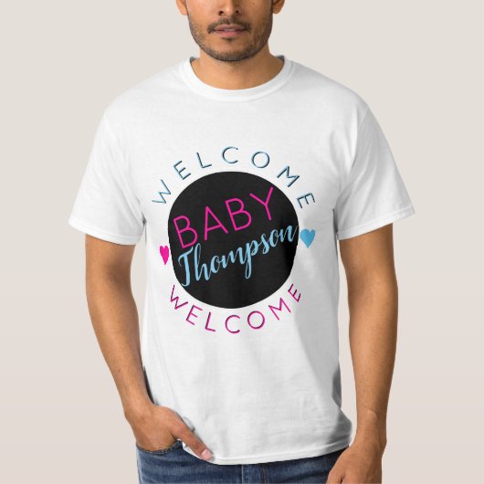 ようこそベビー| Pink & Blue TeamWheels Tシャツ (正面)