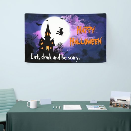 ようこそホラー幽霊のよく出るハウスへ – ハッピーハローウィン 横断幕 (トレードショー)
