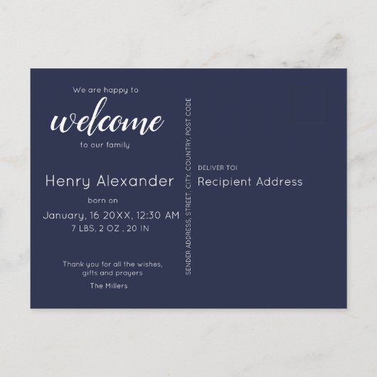 ようこそホワイトスクリプトオーバーレイの写真パーソナライズされた 案内ポストカード (裏面)