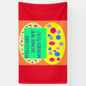 ようこそホームのバナーメッセー恋しく思ジ 横断幕 (縦)