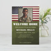 ようこそホームパーティー兵士カスタムの写真軍の緑 招待状 (スタンド正面)