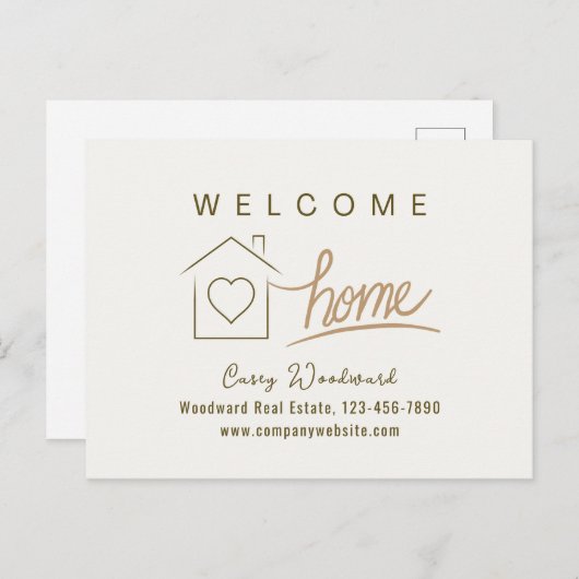 ようこそホーム不動産シンプルクリーンミニマリスト ポストカード (正面/裏面)