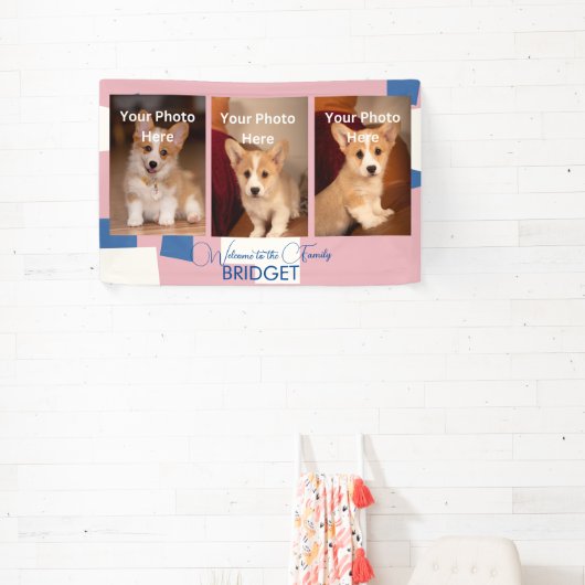 ようこそホーム新しい子犬、子犬のシャワー 横断幕 (インサイチュ)