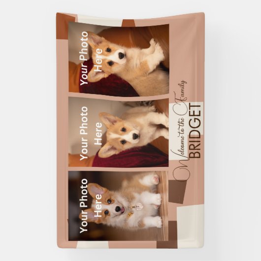 ようこそホーム新しい子犬、子犬のシャワー 横断幕 (縦)