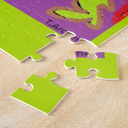 ようこそホーム私たち恋しく思は紫の緑の色 ジグソーパズル (側面)