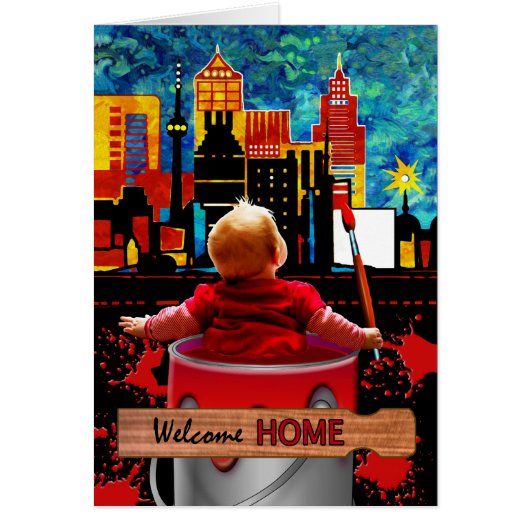 ようこそホーム絵を描町の赤カード (正面)