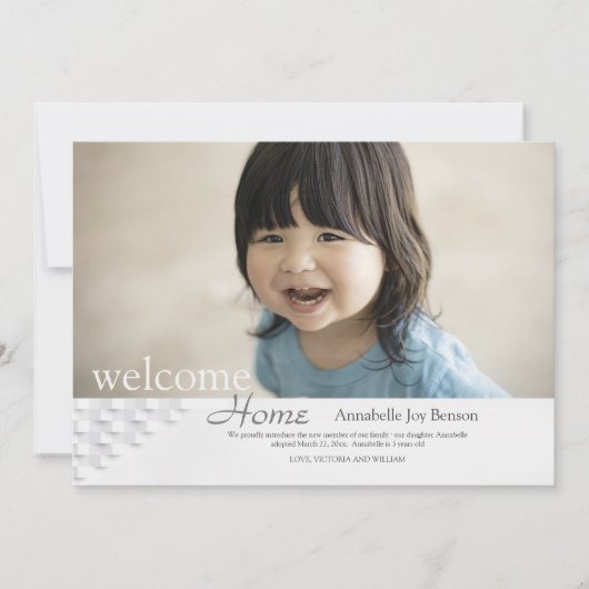 ようこそホーム養子縁組の写真の告知 招待状 (正面)