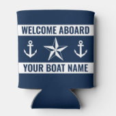 ようこそボードカスタム上のボート名航海の星 缶クーラー (裏面)