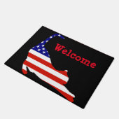 ようこそマットとネコとアメリカ国旗 ドアマット (アングル)