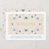 ようこそマット移動のお知らせ – ティール(緑がかった色) 案内状 (正面/裏面)