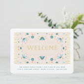 ようこそマット移動のお知らせ – ティール(緑がかった色) 案内状 (スタンド正面)