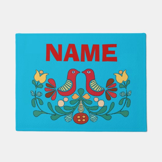 ようこそマット、ようこそ鳥。名前の書式の追加 ドアマット (正面)