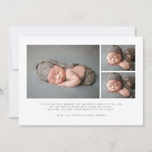 ようこそミニマル生誕発表写真カード 案内状 (裏面)