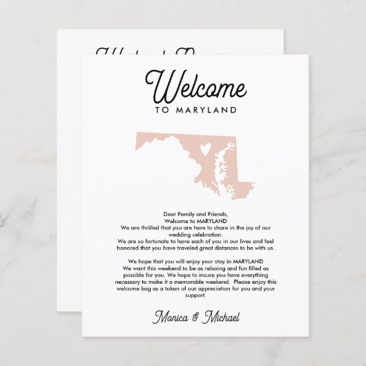 ようこそメリーランドの手紙と旅程ANY COLOR (正面/裏面)