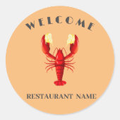 ようこそモダンシーフードロブスターライムのロゴ名 ラウンドシール (正面)