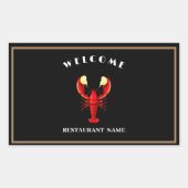 ようこそモダンシーフードロブスターライムのロゴ名 長方形シール (正面)