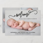 ようこそモダンスクリプト写真の誕生のお知らせ 案内状 (正面/裏面)