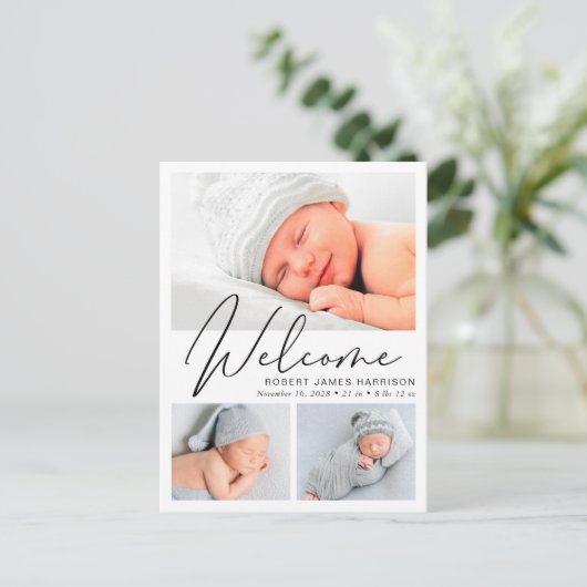 ようこそモダンスクリプト4フォト誕生 案内ポストカード (スタンド正面)