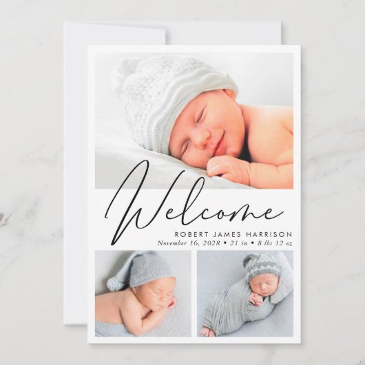 ようこそモダンスクリプト4フォト誕生 案内状 (正面)