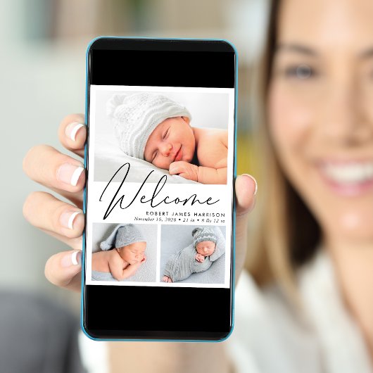 ようこそモダンスクリプト4フォト誕生 案内状