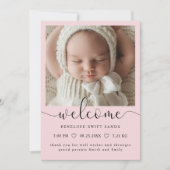 ようこそモダンスクリプト4写真の誕生のお知らせ 招待状 (正面)