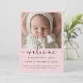 ようこそモダンスクリプト4写真の誕生のお知らせ 招待状 (スタンド正面)