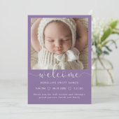 ようこそモダンスクリプト4写真の誕生のお知らせ 招待状 (スタンド正面)