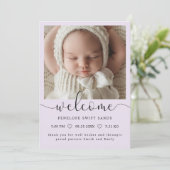 ようこそモダンスクリプト4写真の誕生のお知らせ 招待状 (スタンド正面)