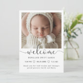 ようこそモダンスクリプト4写真の誕生のお知らせ 招待状 (スタンド正面)