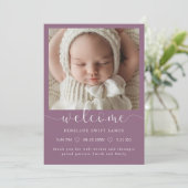 ようこそモダンスクリプト4写真の誕生のお知らせ 招待状 (スタンド正面)