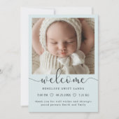 ようこそモダンスクリプト4写真の誕生のお知らせ 招待状 (正面)