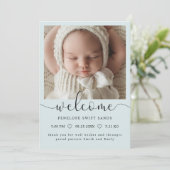 ようこそモダンスクリプト4写真の誕生のお知らせ 招待状 (スタンド正面)