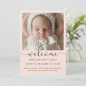 ようこそモダンスクリプト4写真の誕生のお知らせ 招待状 (スタンド正面)