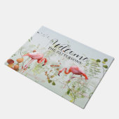 ようこそモダントロピカルフラミンゴファミリー名 ドアマット (アングル)