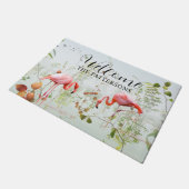 ようこそモダントロピカルフラミンゴファミリー名 ドアマット (アングル)