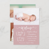 ようこそモダンフォトベビーガール誕生のお知らせ 案内状 (正面/裏面)