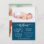 ようこそモダンフォト男の赤ちゃん誕生のお知らせ 案内状 (正面/裏面)