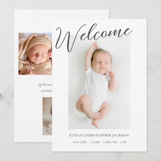 ようこそモダンベビーフォト誕生 案内状 (正面/裏面)