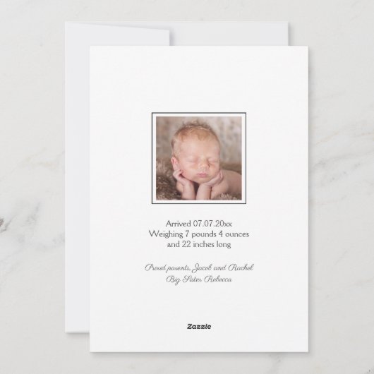 ようこそモダンベビー誕生のお知らせカード シーズンカード (裏面)