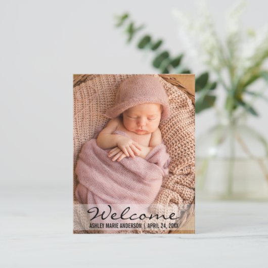 ようこそモダンベビー誕生発表葉書 案内ポストカード (スタンド正面)