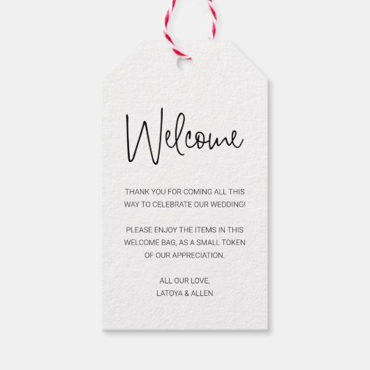 ようこそモダン抱き枕カ結婚スケット ギフトタグ (裏面)