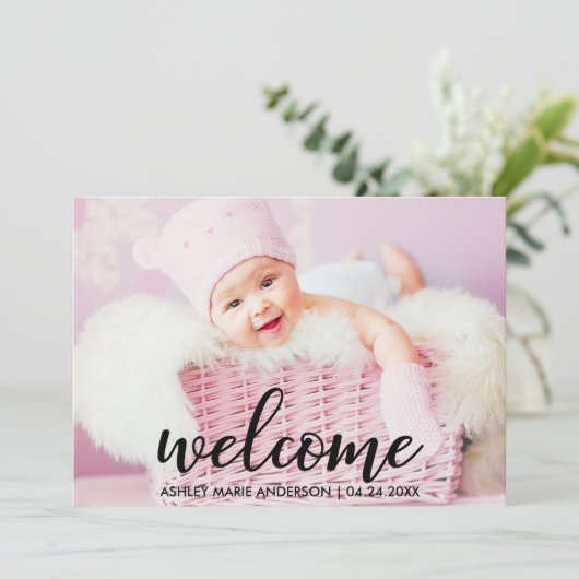 ようこそモダン新生児の発表 案内状 (スタンド正面)