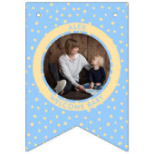 ようこそモダン新生児ボーイガール生まれたばかりの写真 バンティングフラッグ (第2の旗)